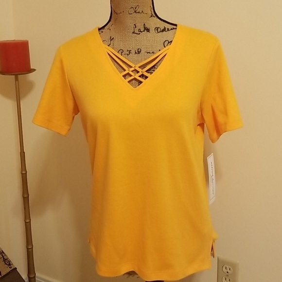 Alfred Dunner  Neon Orange Tee with strappy detail size PS - Picture 1 of 4